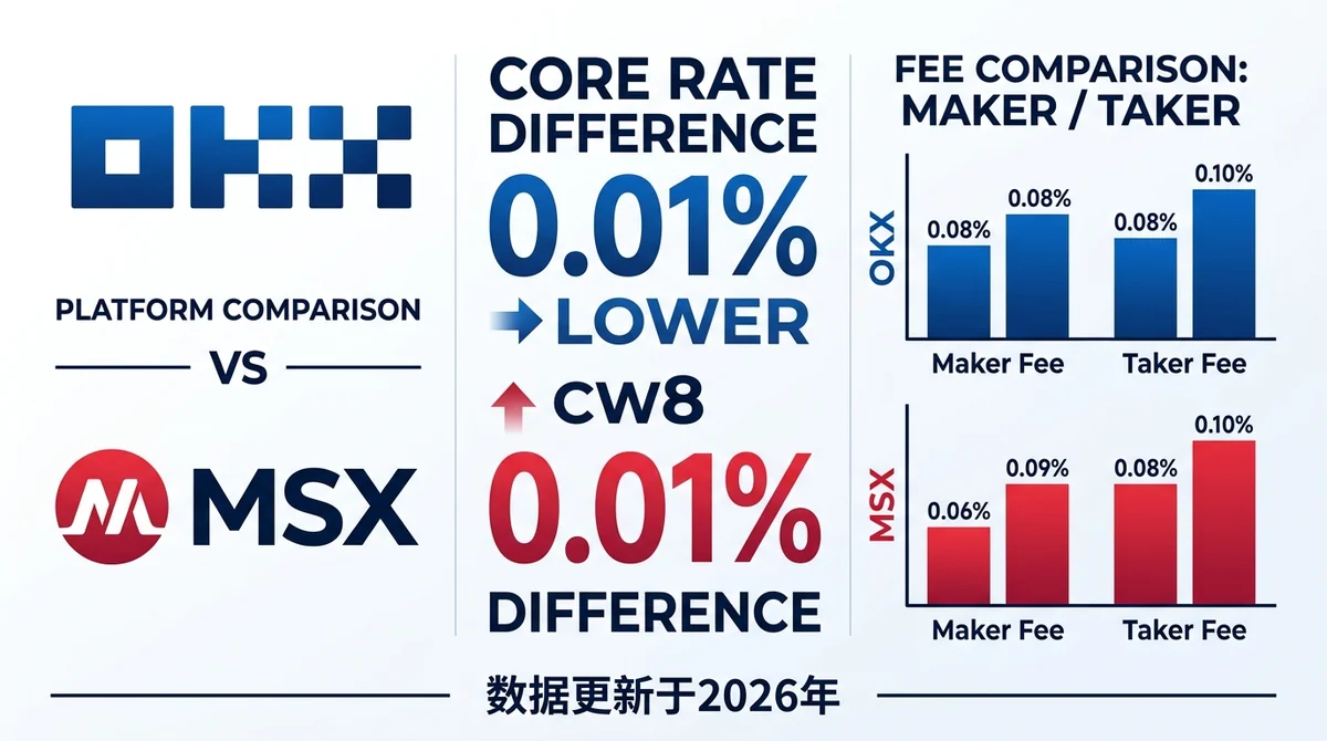 OKX vs MSX 期货手续费深度对比2026：哪家平台交易成本更低？